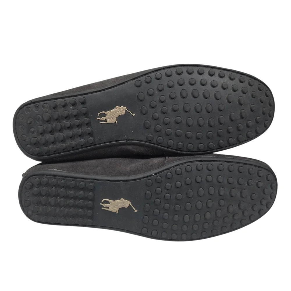 Polo Ralph Lauren Men Woodley Leather Driving Shoes 9D Loafers Dark Grey Slip On